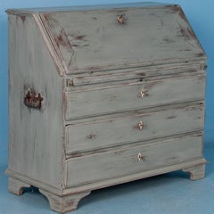 Delightful Antique Drop Front Bureau Desk with Soft Gray Paint