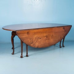 Stunning Antique 9' English Elm Drop-Leaf Hunt Table