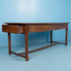 Antique English Country Oak Farm Table with Unique Storage