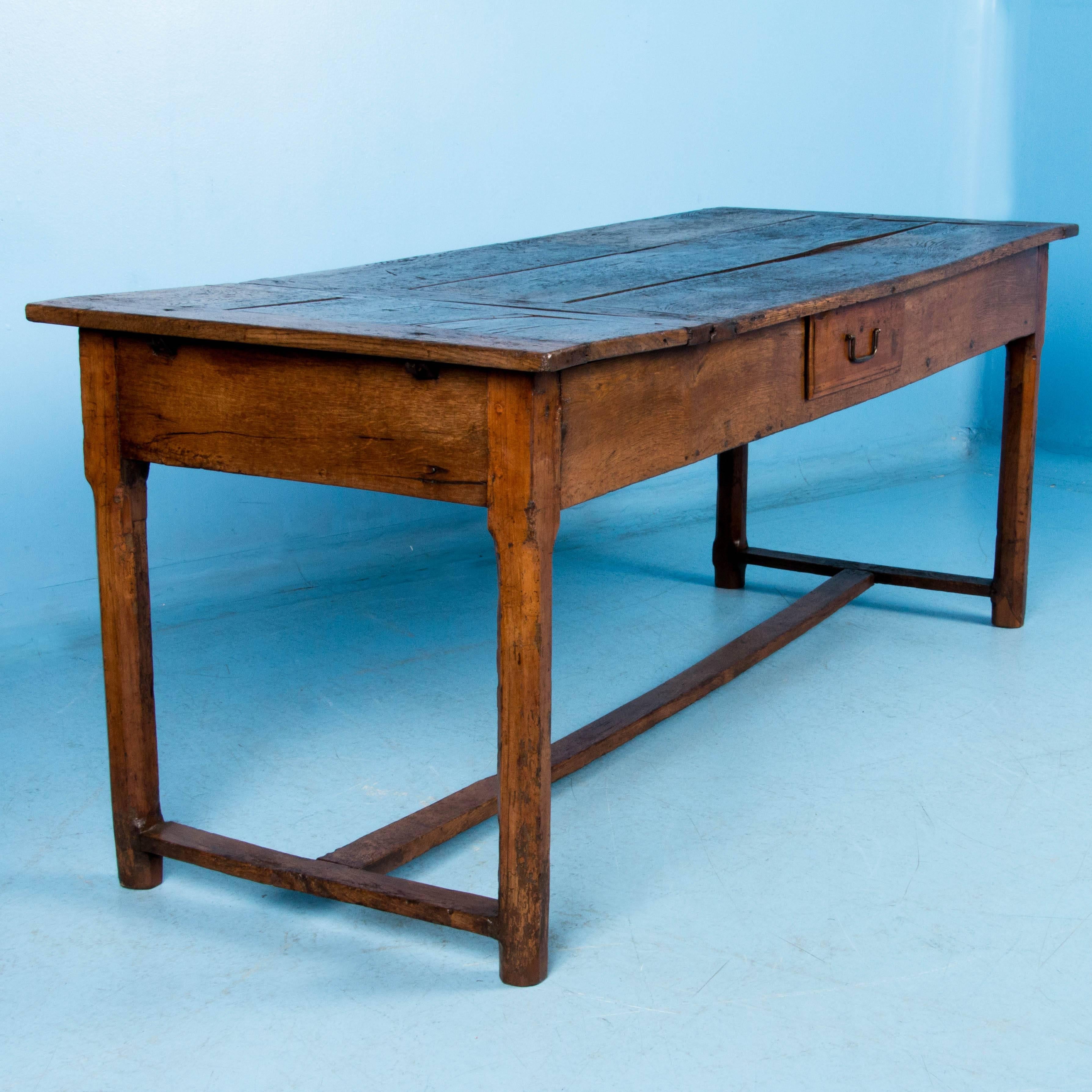 19th Century Antique English Country Oak Farm Table with Unique Storage