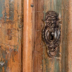 Meuble d'Armoire d'Art Populaire Suédois Bleu Peint à la Main Antique
