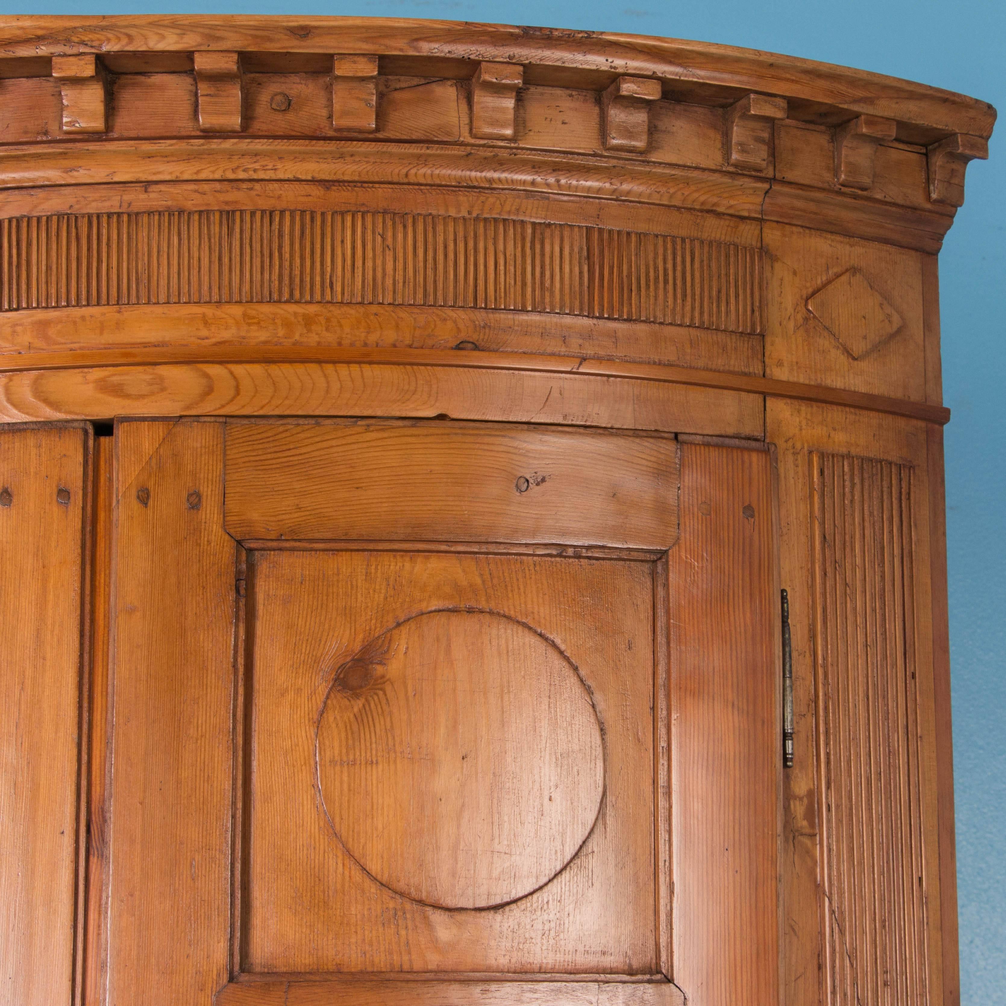 Antique Louis XVI Bow Front Pine Corner Cabinet 1