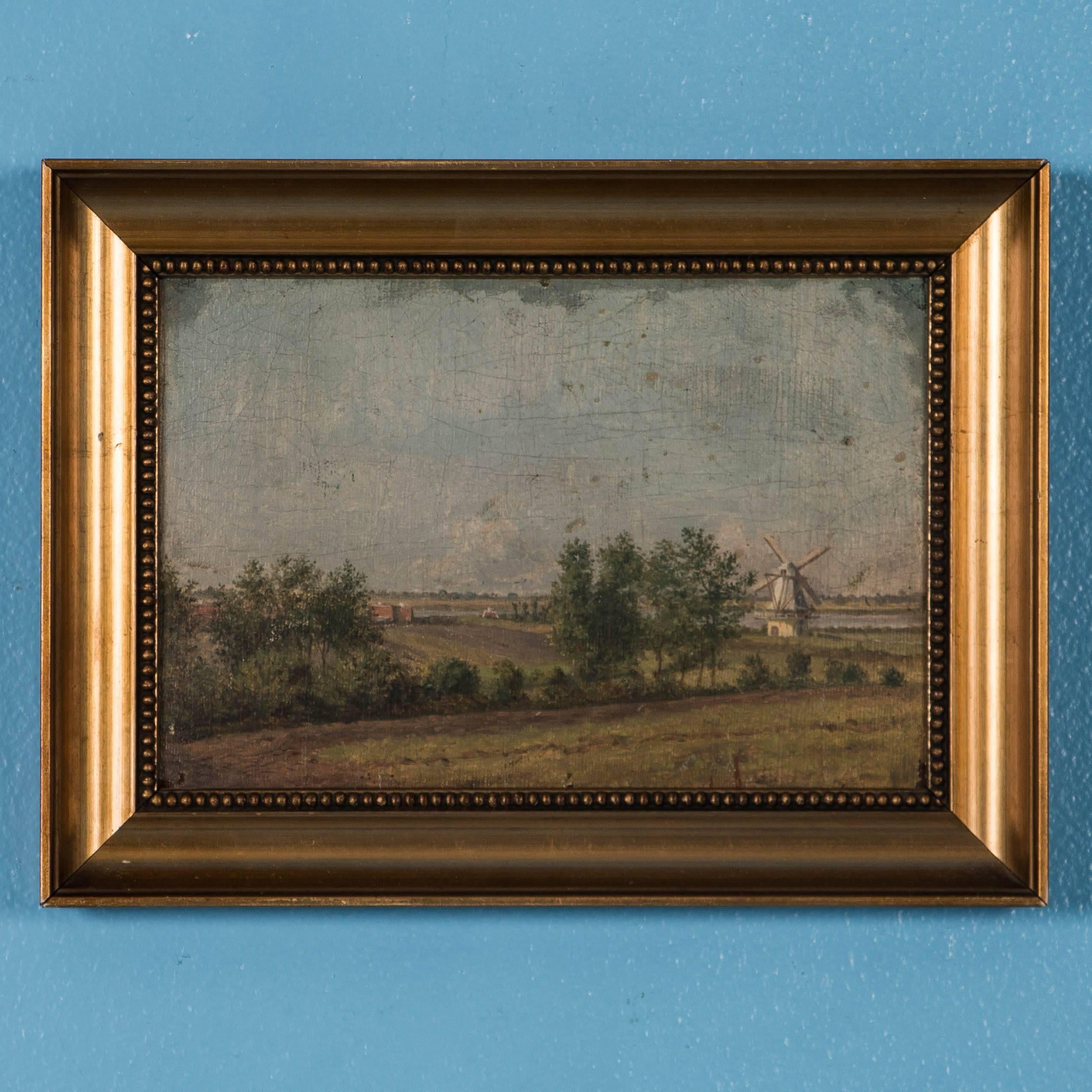 19th Century Pair of Antique Danish Oil on Board Landscape Paintings