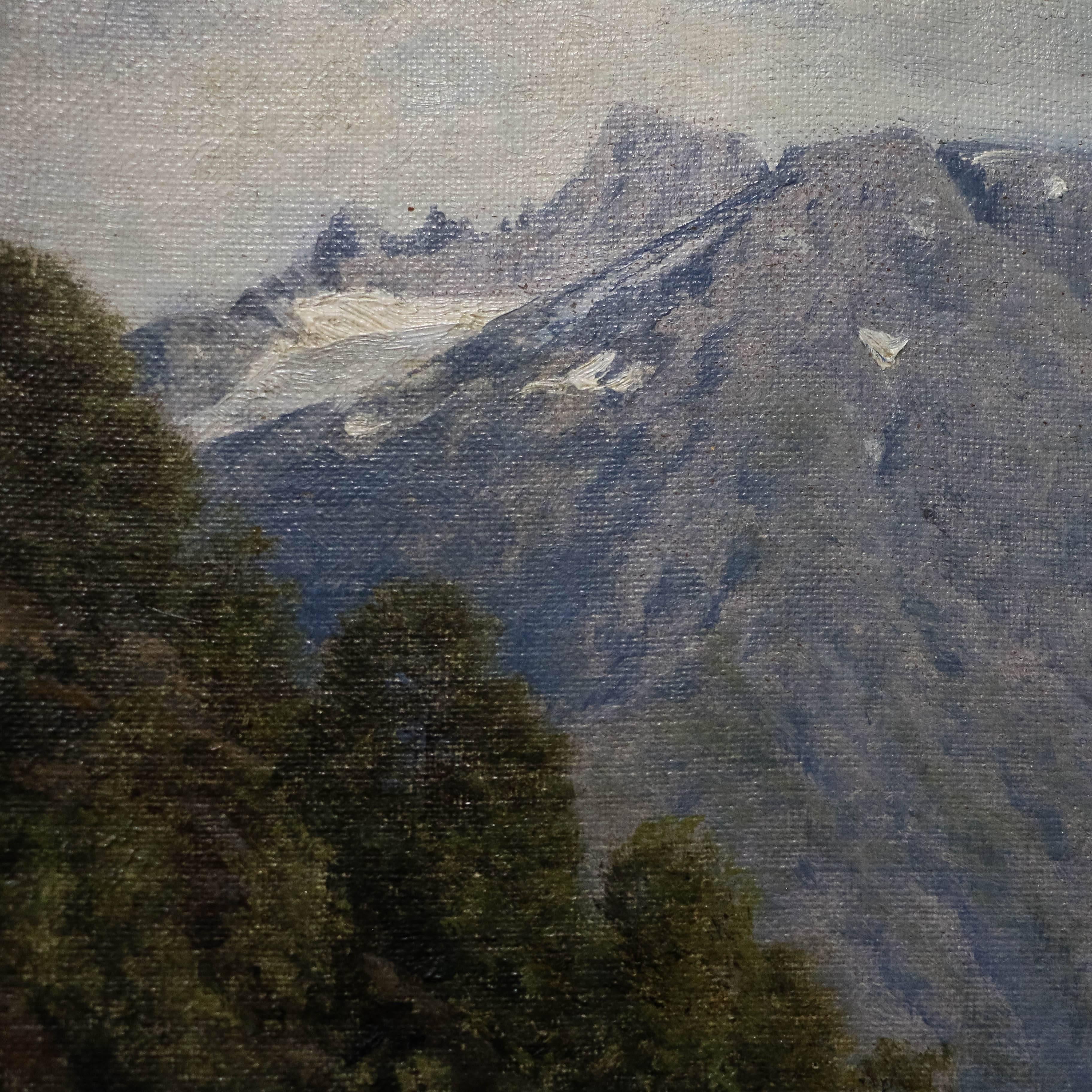 19th Century Antique Oil on Canvas Painting of a Norwegian Landscape, Signed Georg E Libart