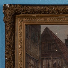 Antique Oil Painting, Old Hamburg Street Scene, Signed Friedrich Harden