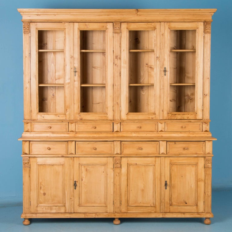 Large Reproduction Pine Breakfront Bookcase at 1stDibs