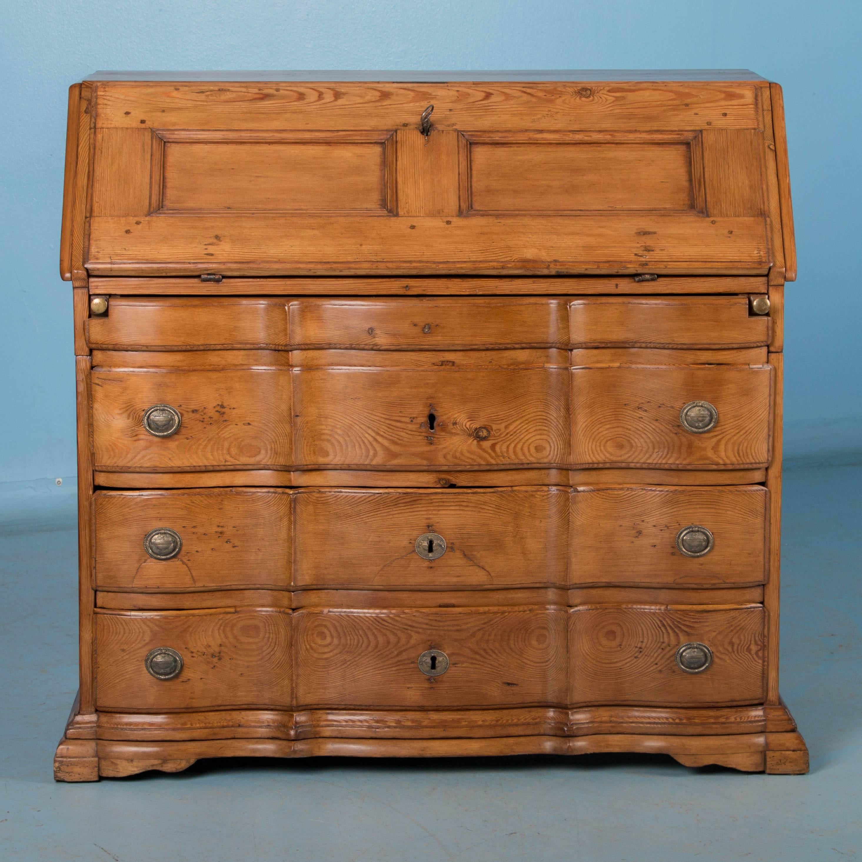 18th Century Antique Danish Baroque Drop Front Bureau Secretary, circa 1770