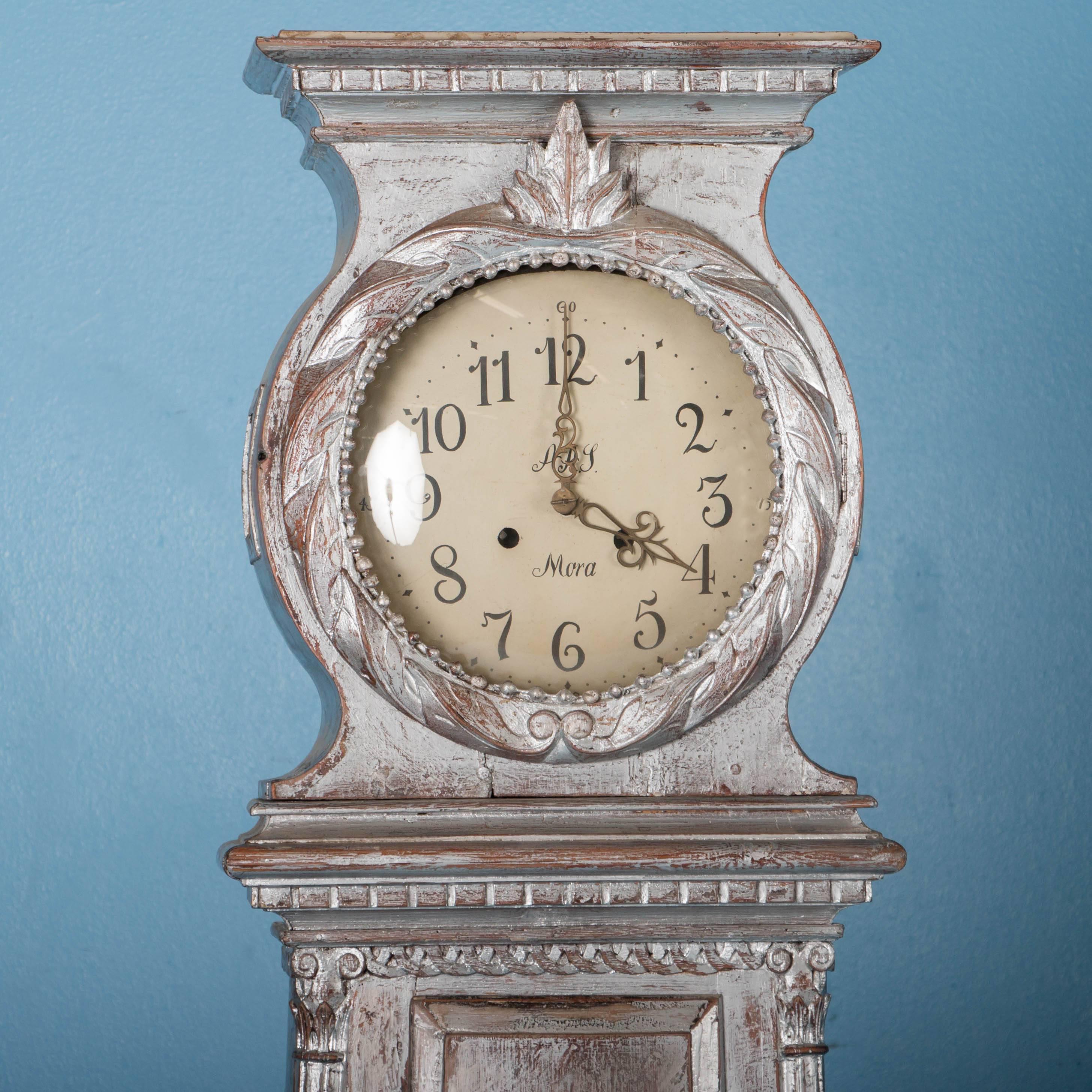 silver grandfather clock