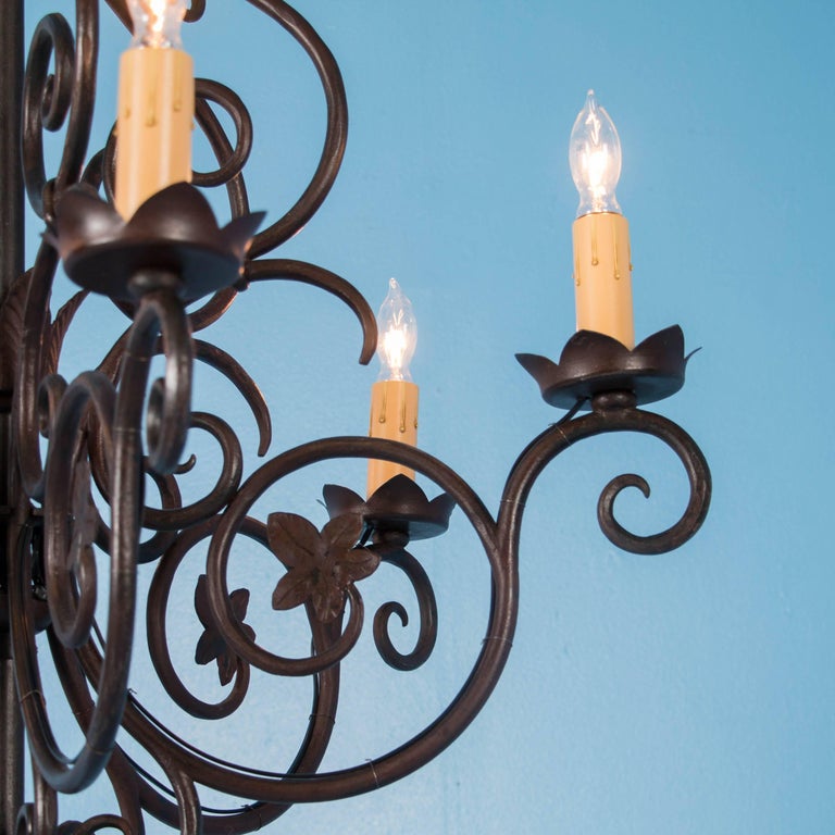 Antique French SixLight Wrought Iron Chandelier For Sale at 1stDibs