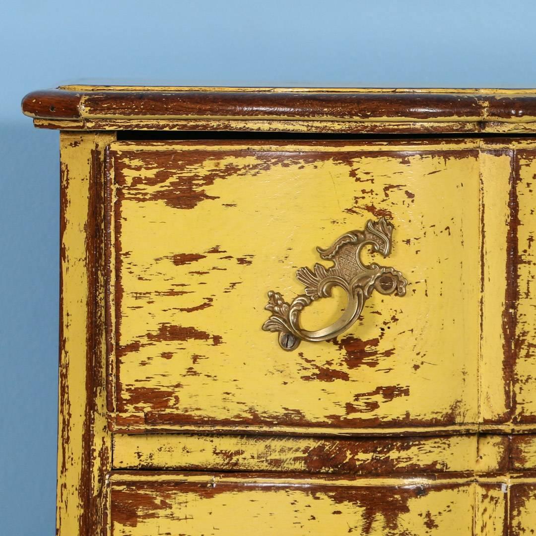 Danish Antique Yellow Rococo Chest of Drawers