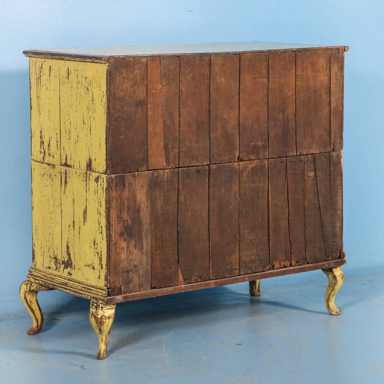 Antique Yellow Rococo Chest of Drawers In Excellent Condition In Round Top, TX
