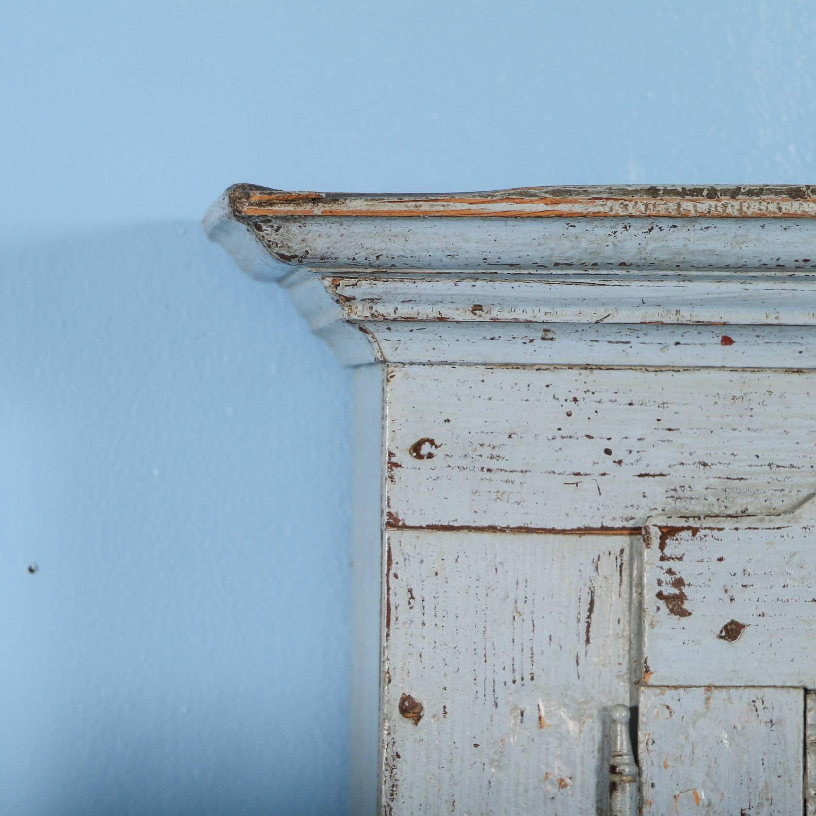 Antique Blue Swedish Hanging Wall Cabinet, circa 1880 2