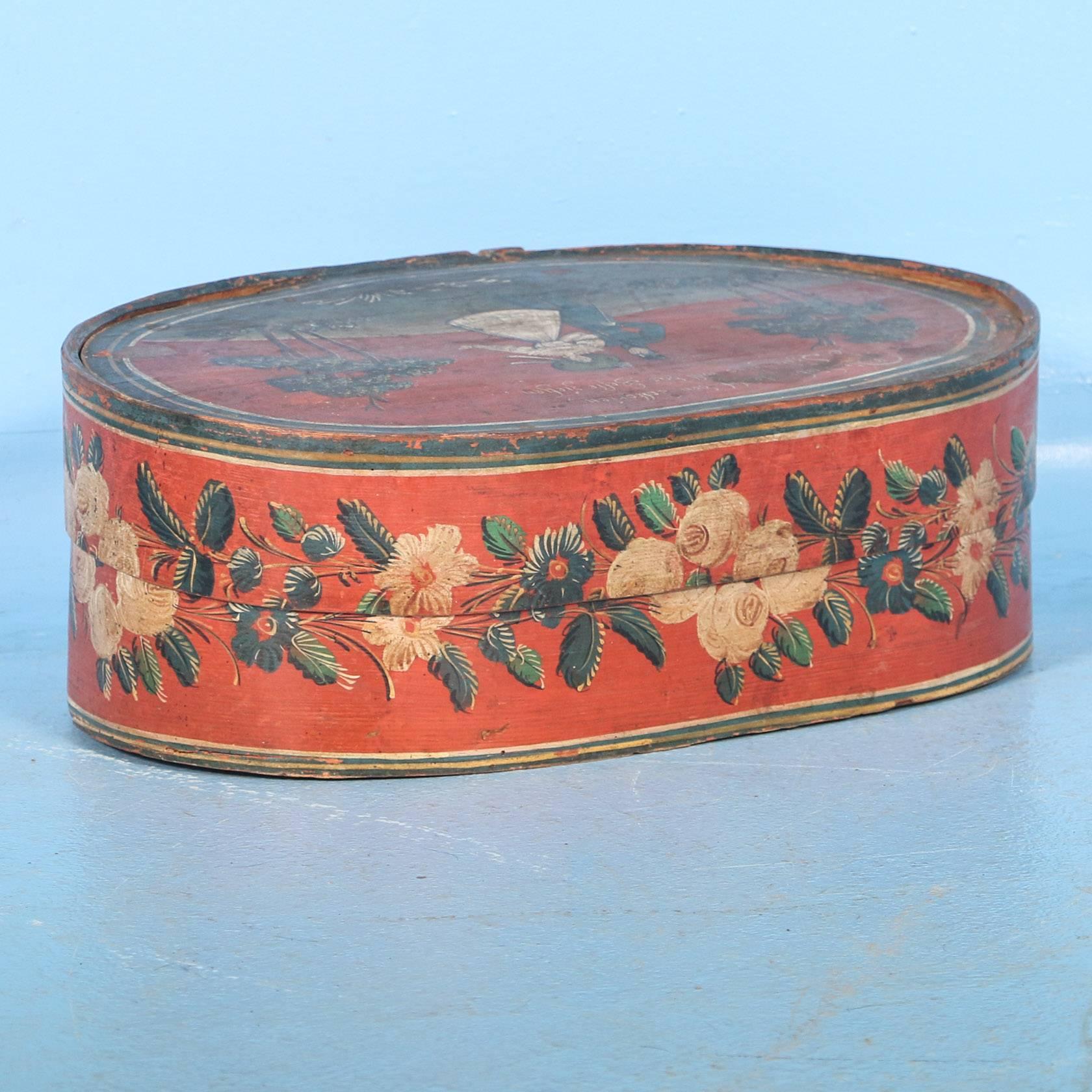 German Antique Originally Painted Swedish Wood Container, circa 1840-1860