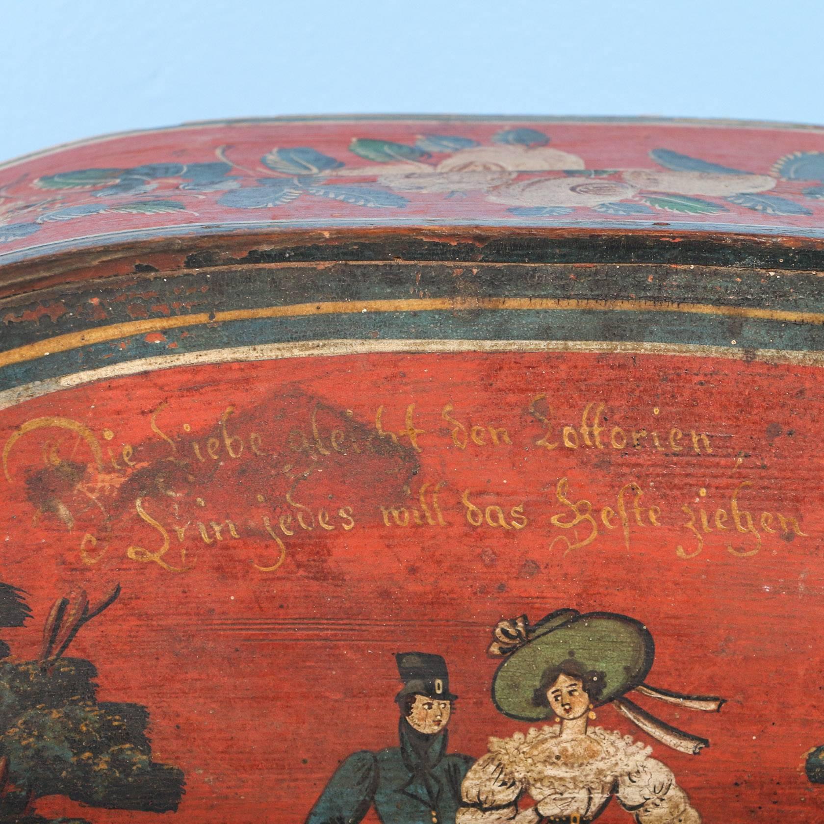 Antique Originally Painted Swedish Wood Container, circa 1840-1860 2