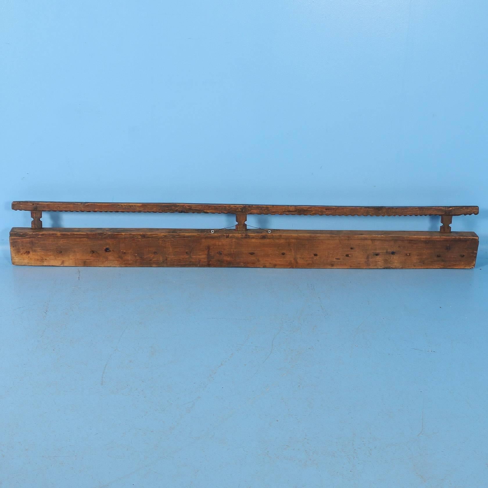 Long Antique Romanian Wall Rack with Original Bue Paint, circa 1880 In Good Condition In Round Top, TX