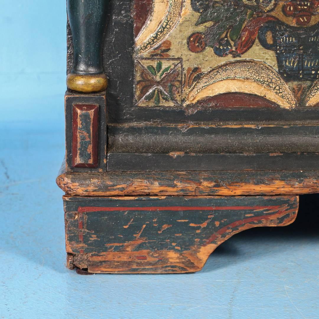 Original Blue Painted Trunk with Half Column Details, dated 1812 1