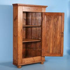 Large Antique Pine Single Door Swedish Corner Cupboard dated 1853