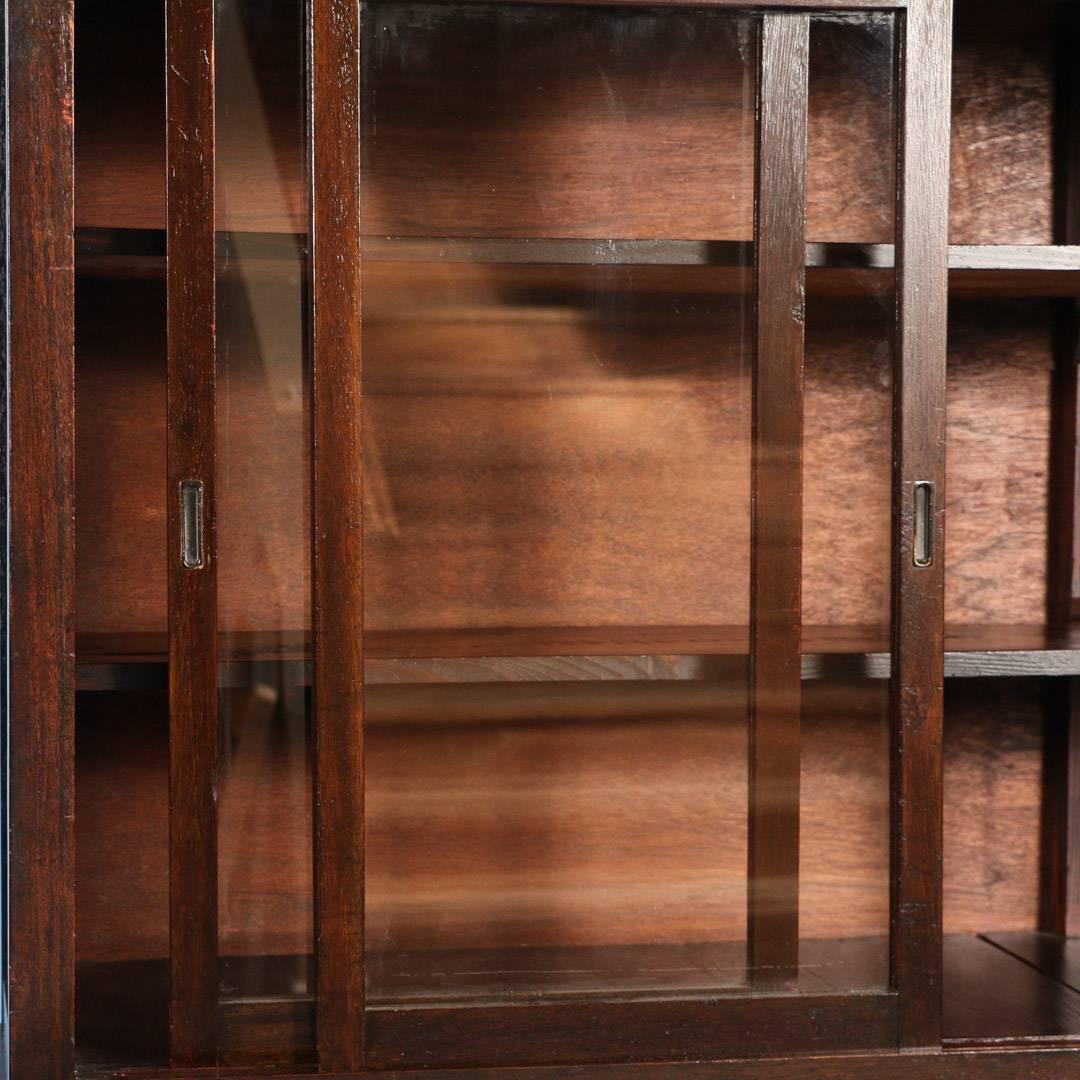 Antique Japanese Bookcase or Cabinet with Sliding Glass Doors, circa 1890s 3