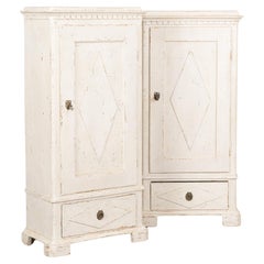 Pair of White Painted Column Cabinets, Sweden circa 1880