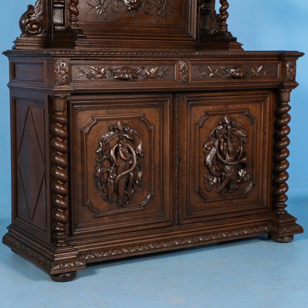 Carved Black Forest Style Antique Oak Sideboard, circa 1880 In Good Condition In Round Top, TX