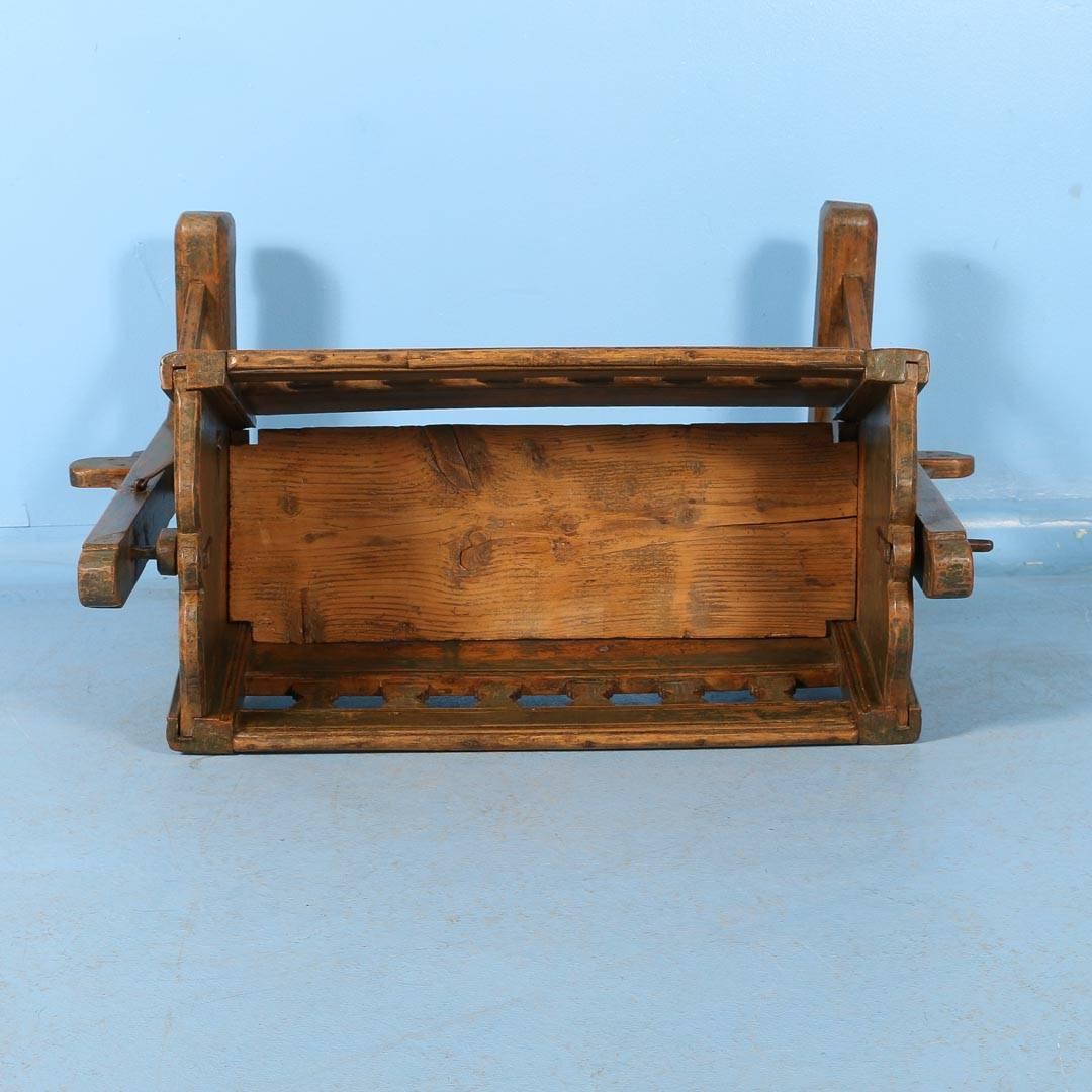 Antique Cradle with Original Green Paint, Dated 1893 In Good Condition In Round Top, TX