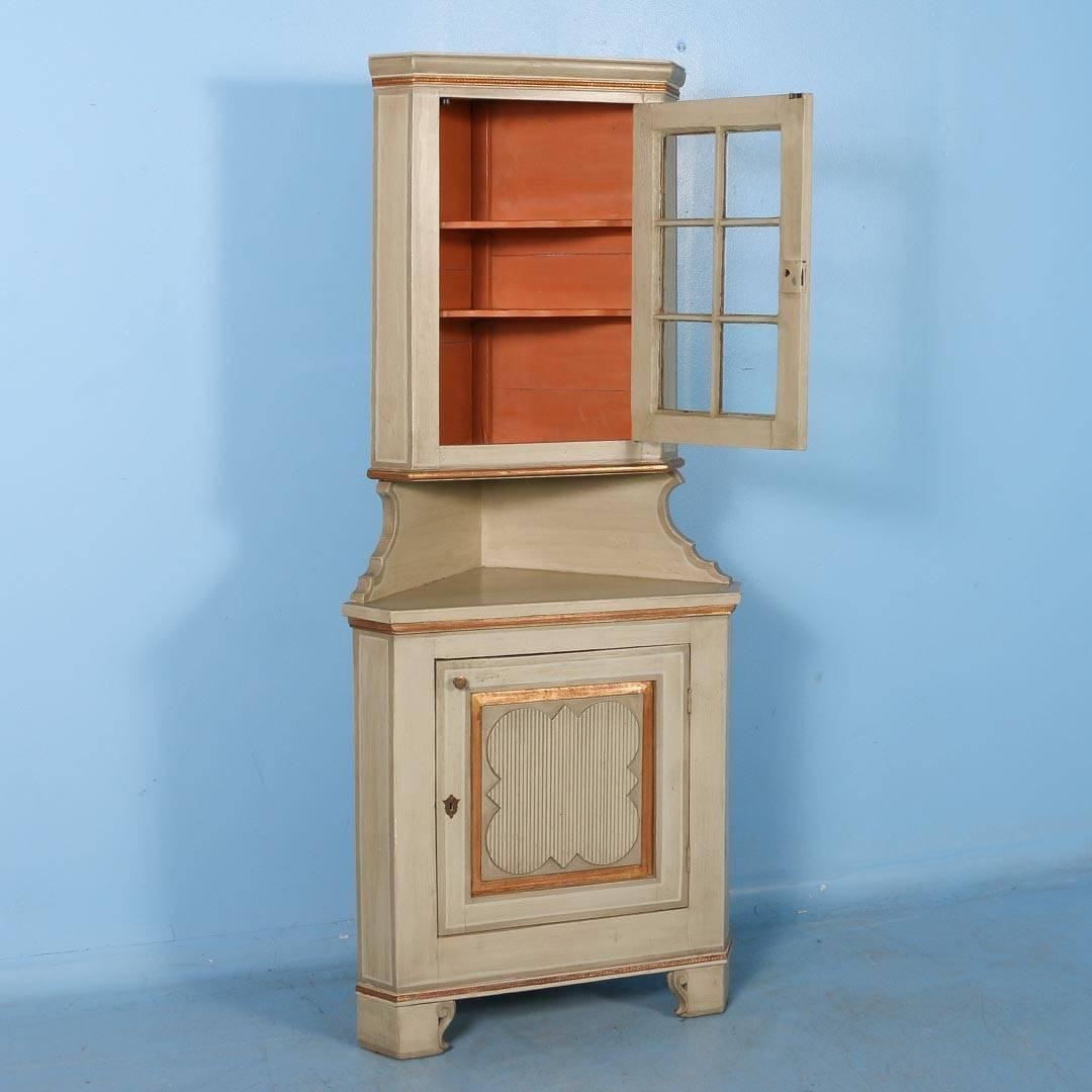 Hungarian Antique Painted Corner Cabinet from Hungary, circa 1880