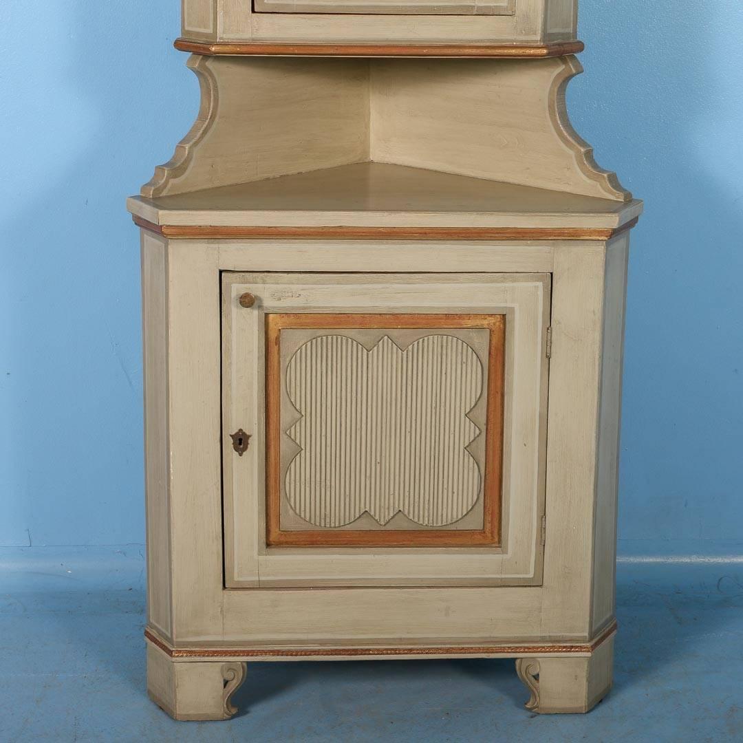 19th Century Antique Painted Corner Cabinet from Hungary, circa 1880