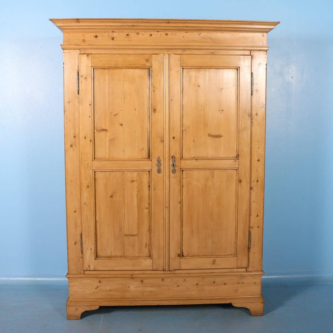 Country Antique Pine Two Door Armoire from Denmark, circa 1880