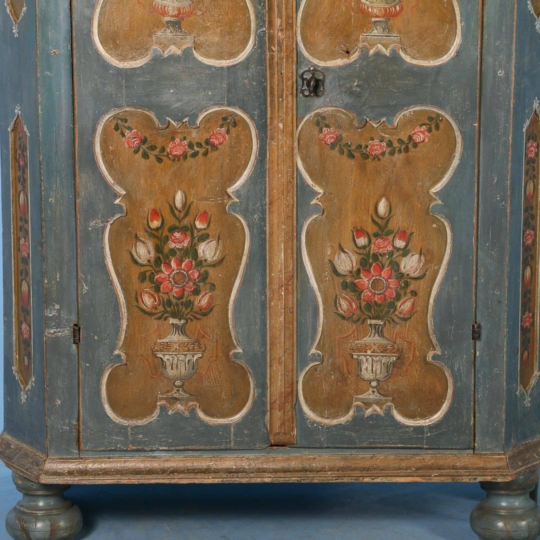 Antique Armoire from Hungary with Original Blue/Grey Paint, Dated 1809 In Good Condition In Round Top, TX