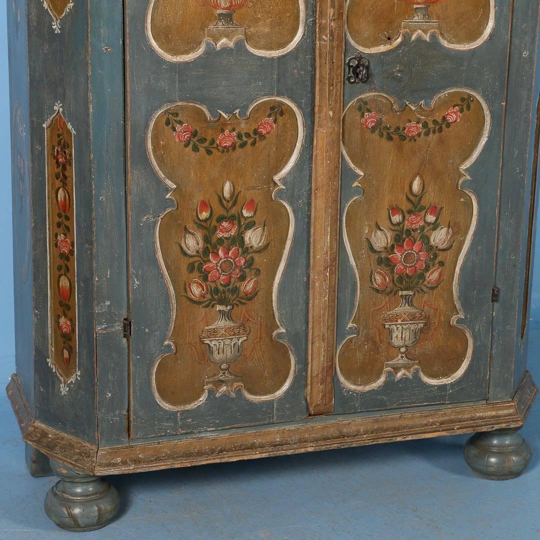 Antique Armoire from Hungary with Original Blue/Grey Paint, Dated 1809 2