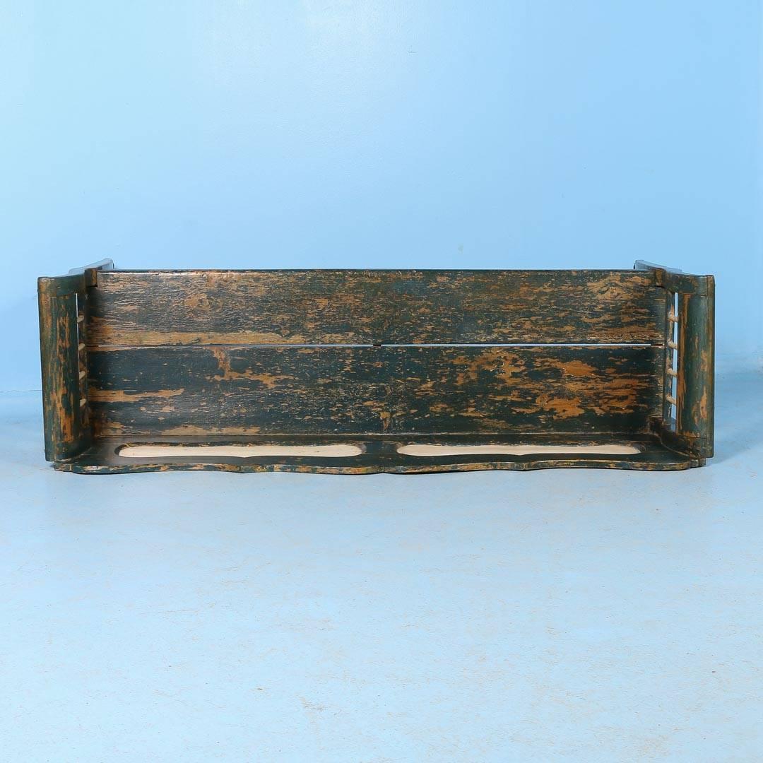 Hungarian Antique Bench with Original Dark Blue Paint from Hungary, circa 1860