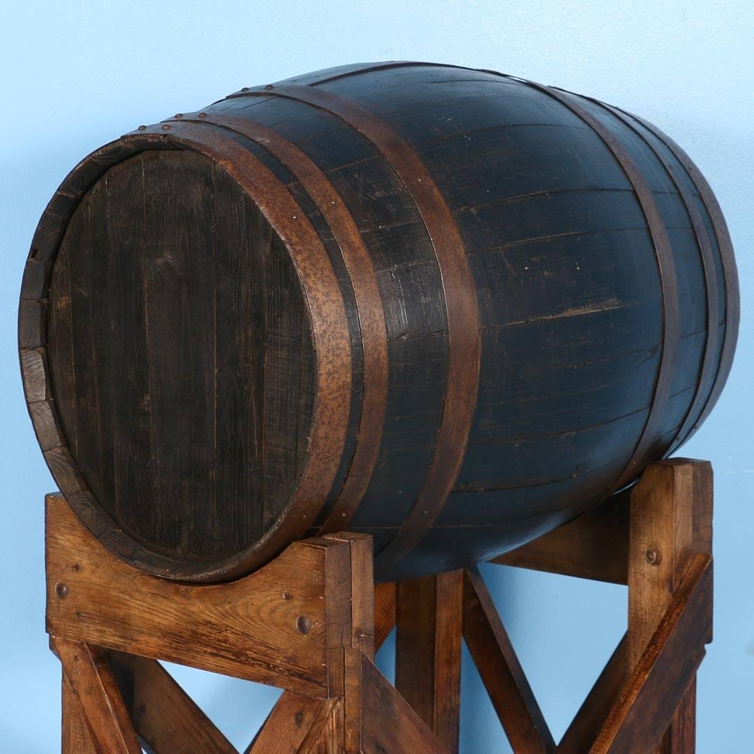 20th Century Antique Oak Wine Barrel on Stand from France, circa 1900