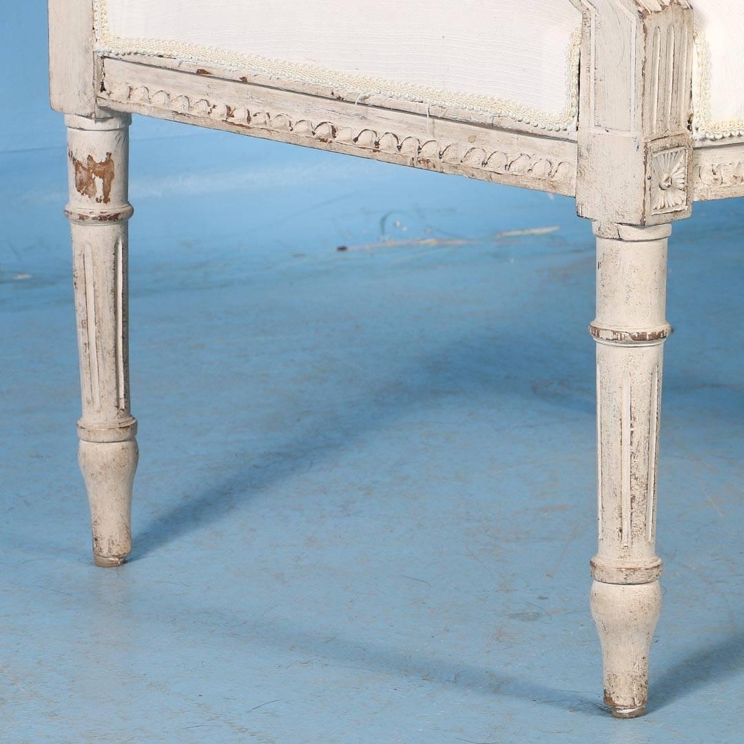 Wood Pair of White Gustavian Armchairs from Sweden, circa 1840