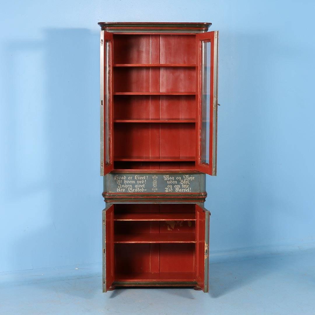 Antique Display Cabinet with Original Paint from Denmark, circa 1860 In Excellent Condition In Round Top, TX