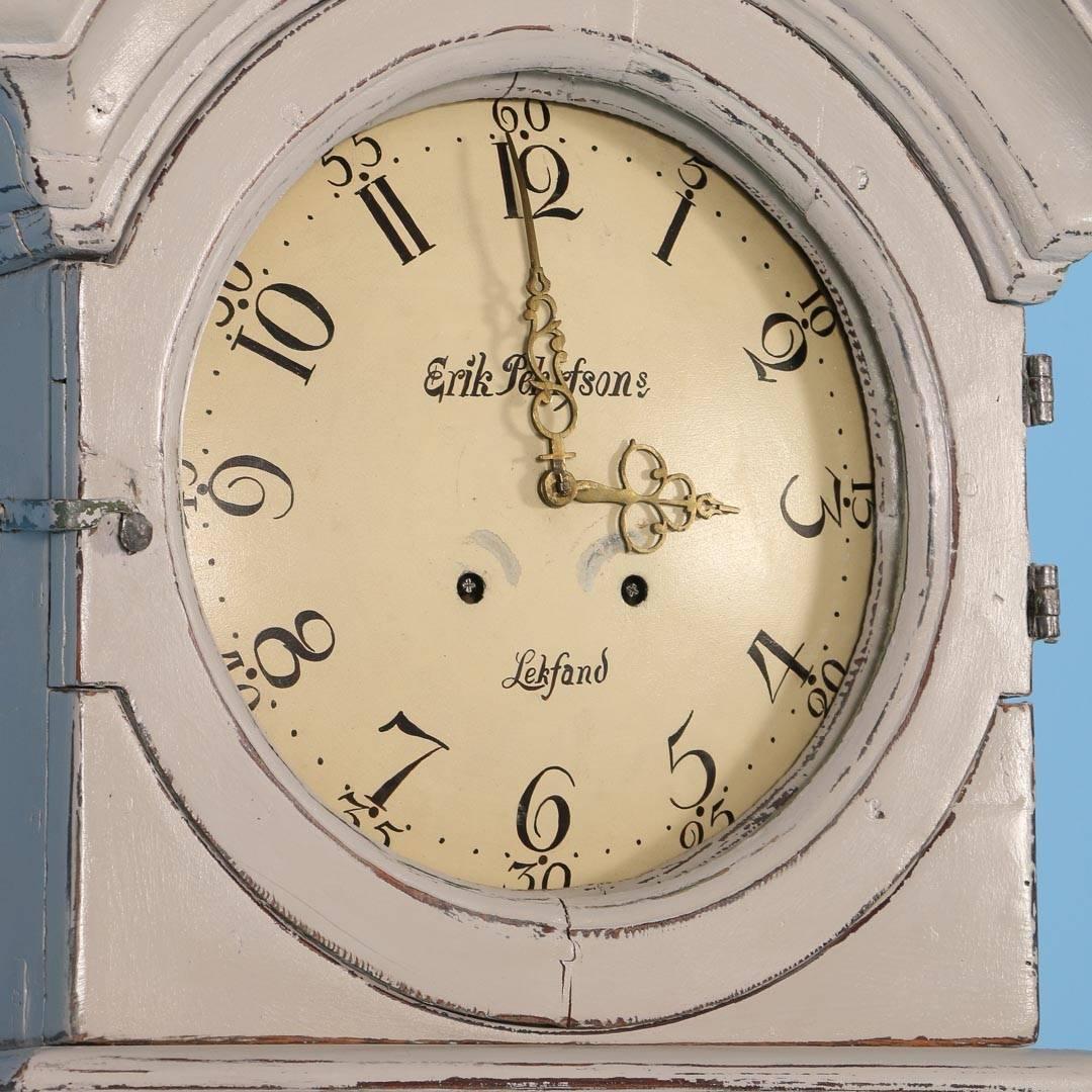 19th Century Antique Grey Swedish Mora Grandfather Clock, circa 1820