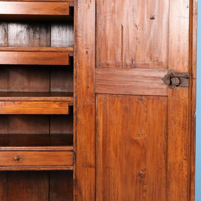 Antique Danish Armoire with Original Painted Panels with Flowers at