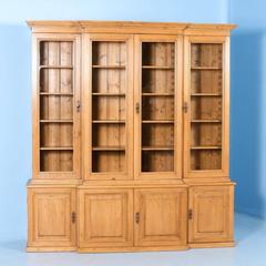 Antique Pine Breakfront Bookcase from Denmark, circa 1900