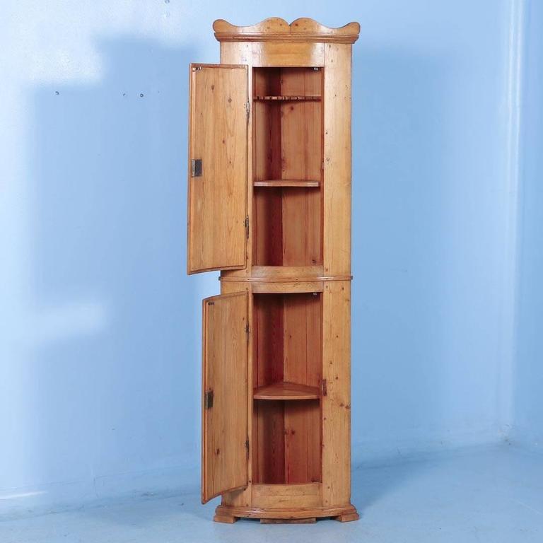 Antique Pine Bowed Front Narrow Corner from Denmark, circa 1860