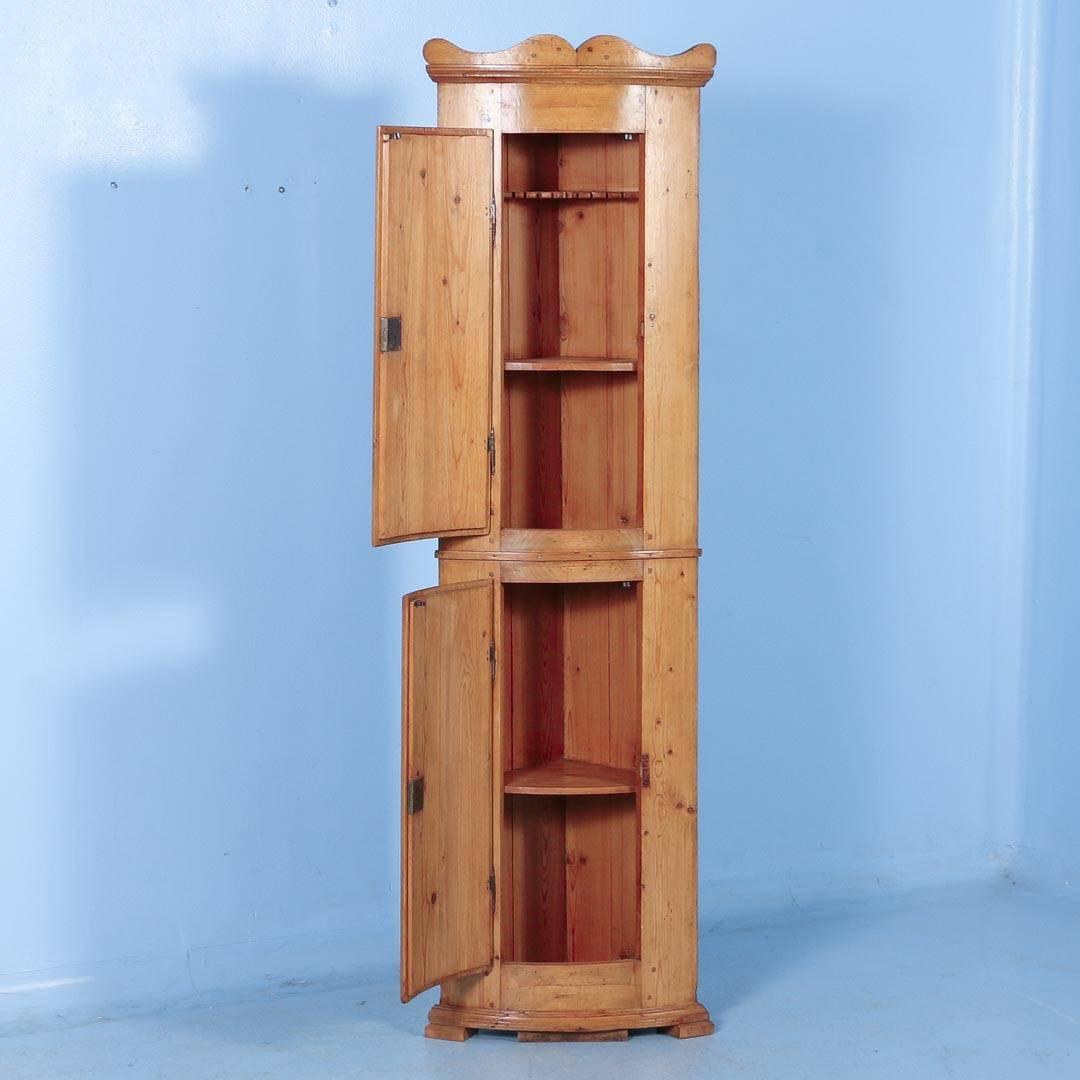 Antique Pine Bowed Front Narrow Corner from Denmark, circa 1860
