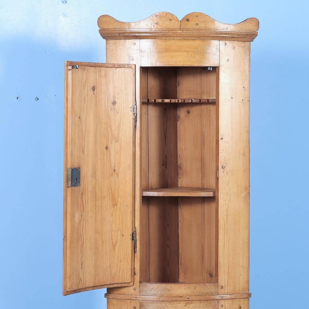 Antique Pine Bowed Front Narrow Corner from Denmark, circa 1860
