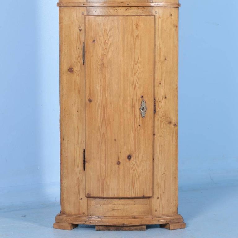 Antique Pine Bowed Front Narrow Corner from Denmark, circa 1860