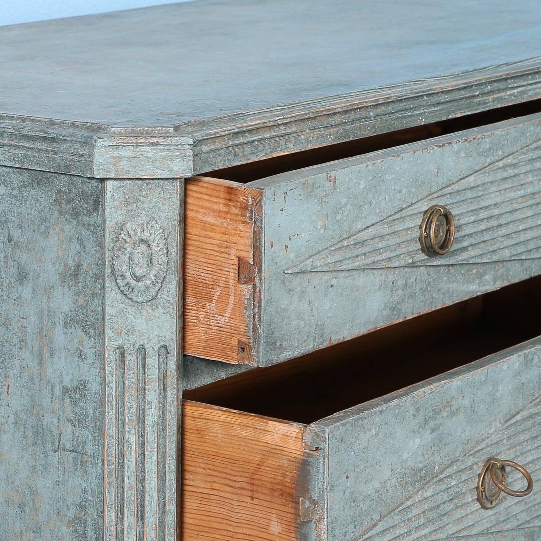 Antique Gustavian Original Blue Painted Chest of Drawers, circa 1840s 1