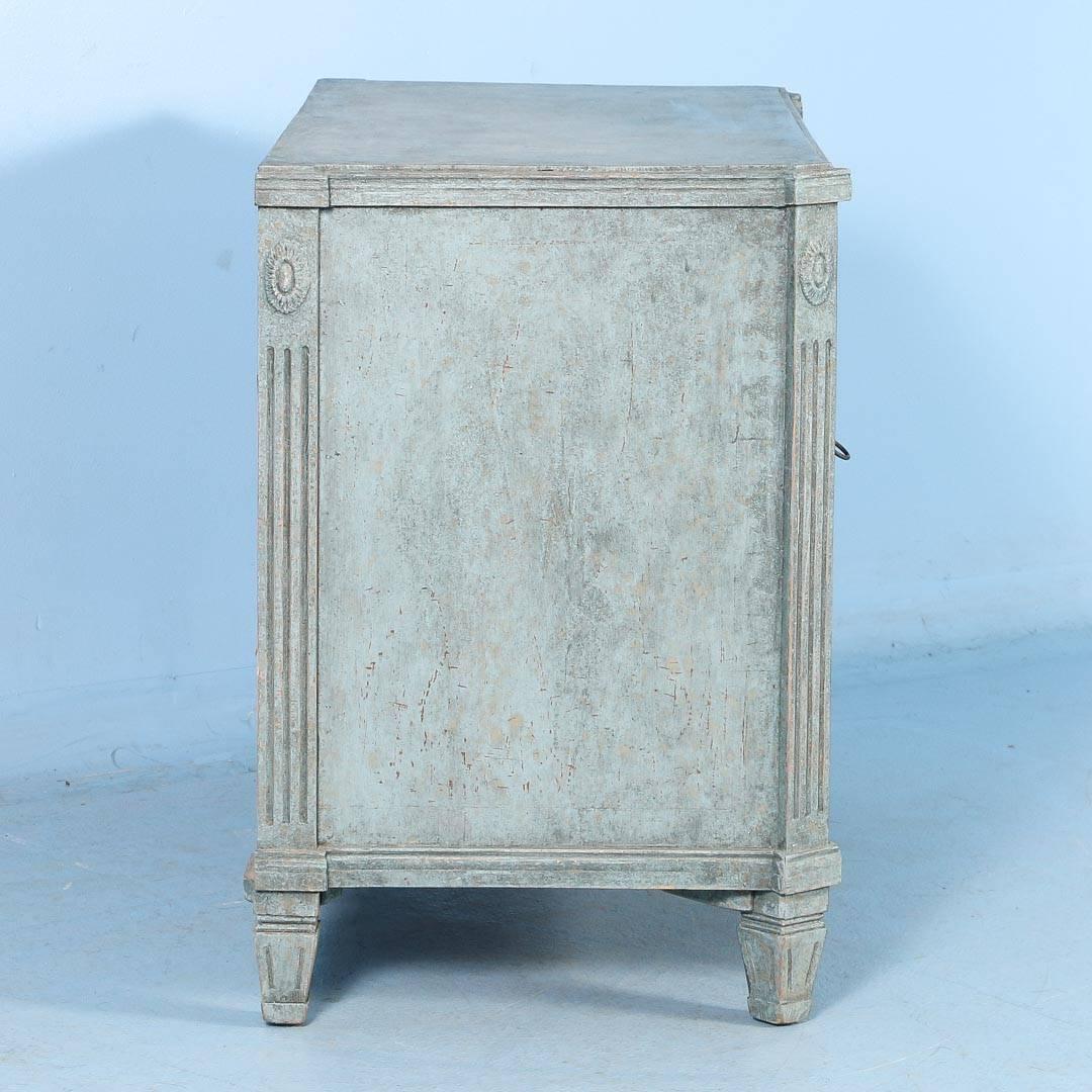 Antique Gustavian Original Blue Painted Chest of Drawers, circa 1840s 2
