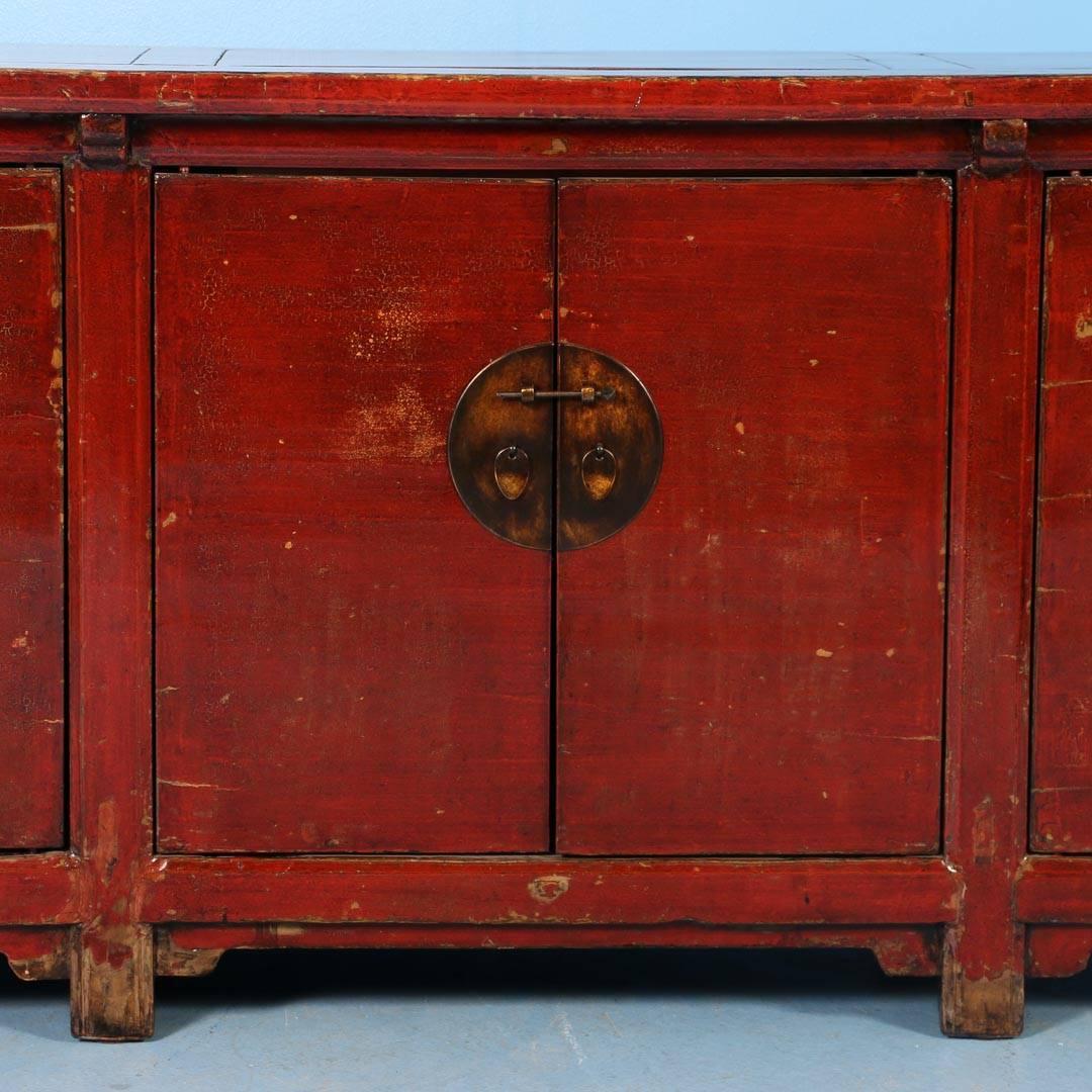Antique Red Lacquered Chinese 9' Sideboard, circa 1800 1
