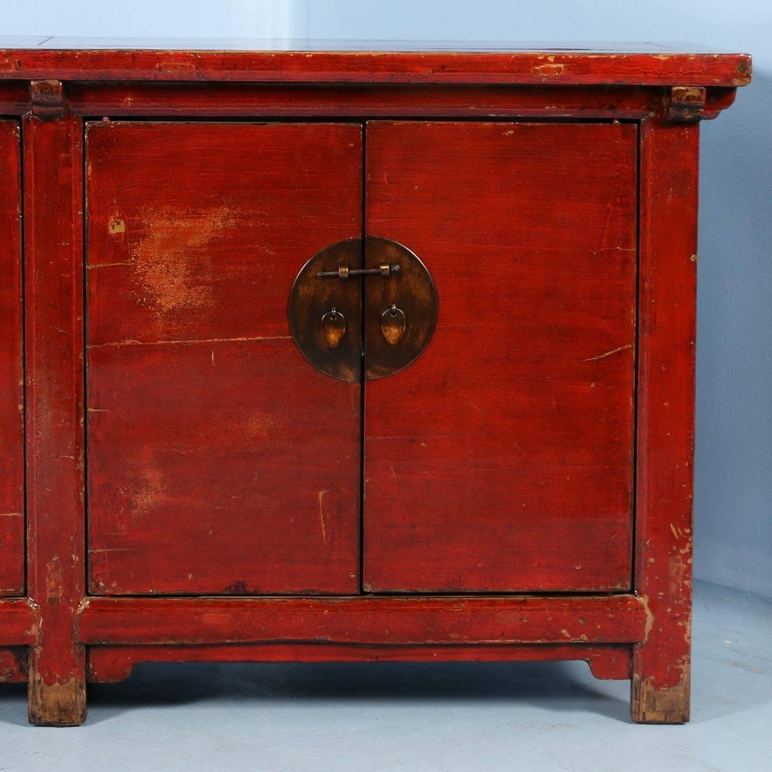 Antique Red Lacquered Chinese 9' Sideboard, circa 1800 2