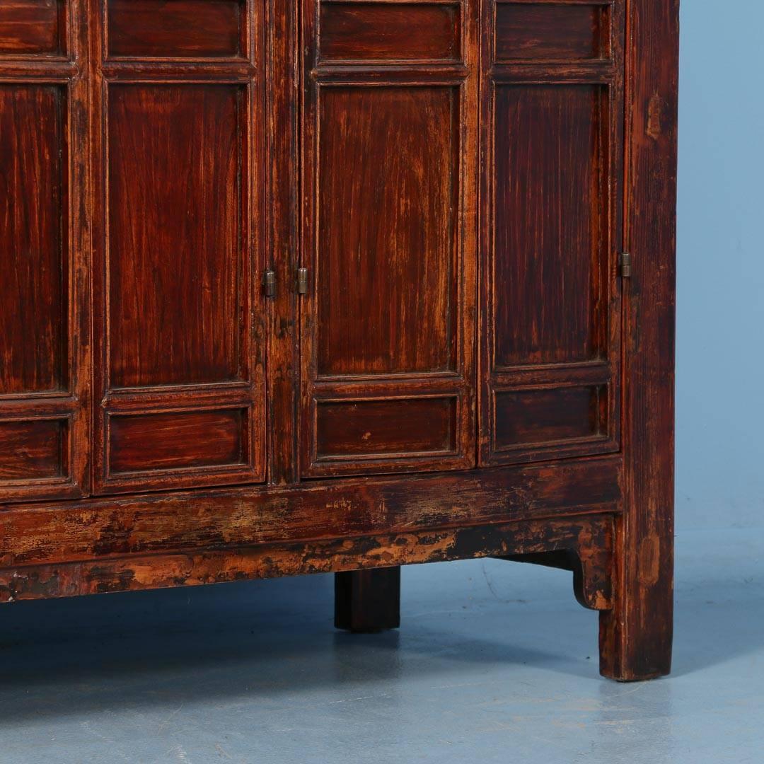 Antique Red Lacquered Six-Door Bookcase Cabinet from China, circa 1840-1860 2