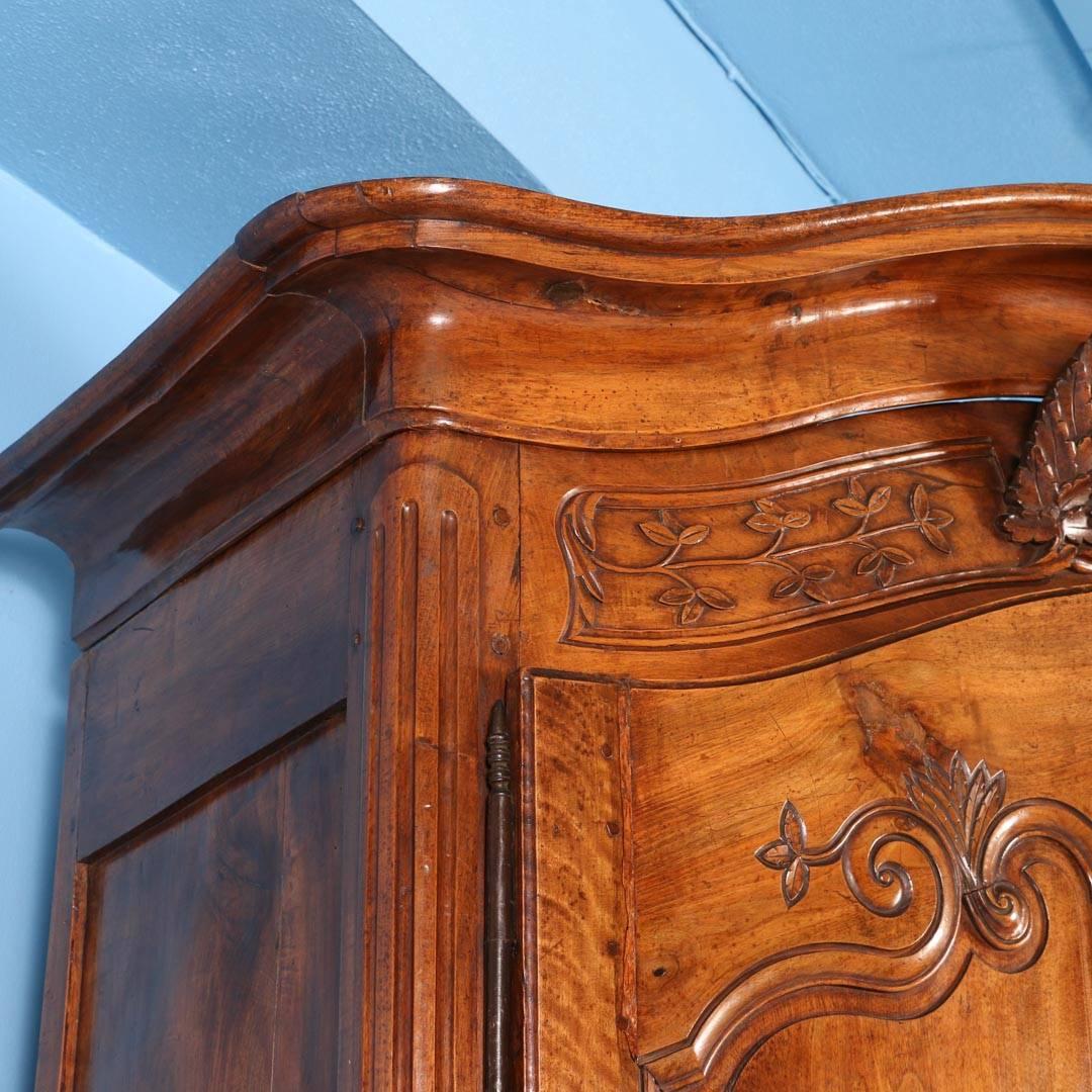 Louis XV Antique French Chestnut Wedding Armoire with Love Birds, circa 1790