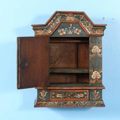 Antique Original Blue Painted Hanging Cupboard from Sweden, Dated 1794