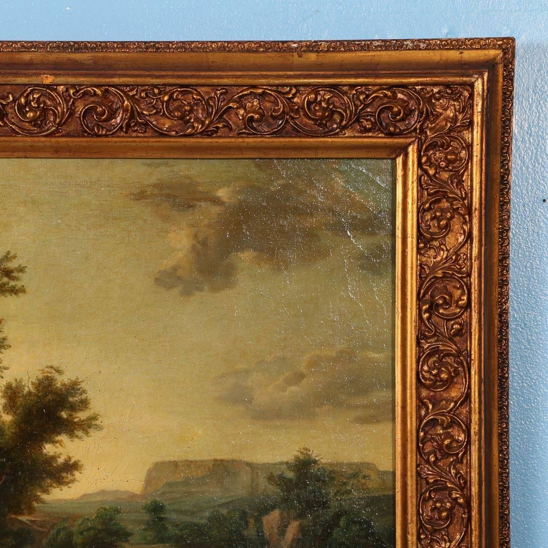 Belgian Original Oil on Canvas, Signed Flemish Landscape of River Crossing with Cattle