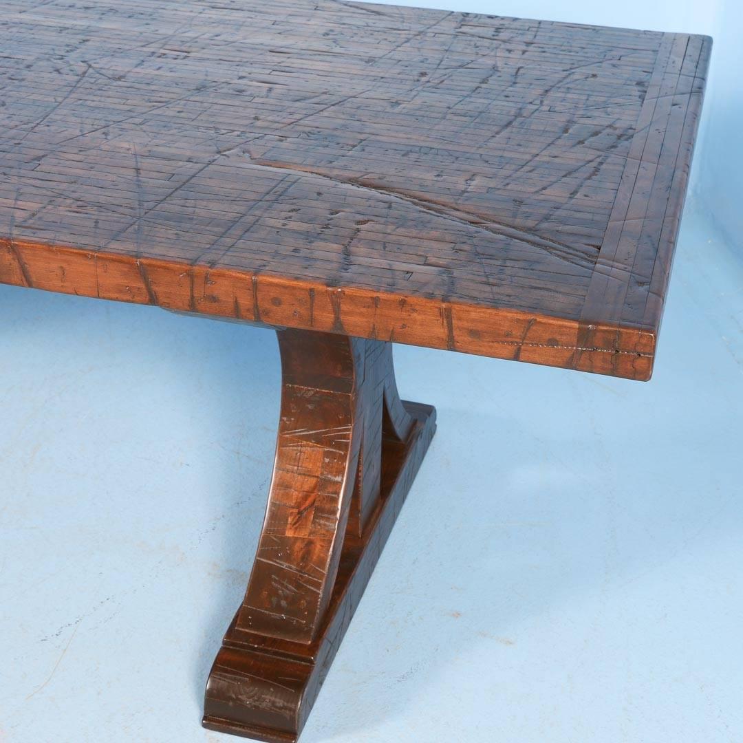 Maple Dining Table Made from Reclaimed Box Car Flooring 1